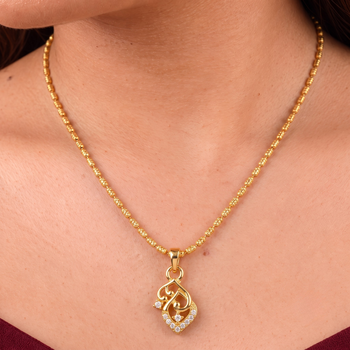 Heart Crystal Pendant Chain
