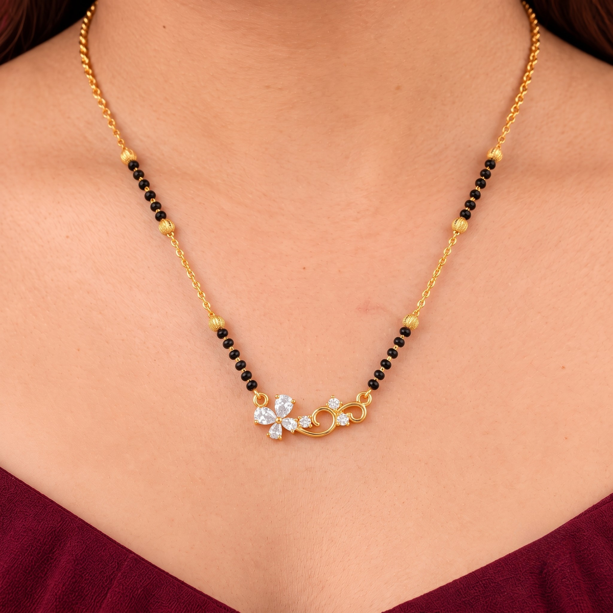 Floral Diamond Mangalsutra