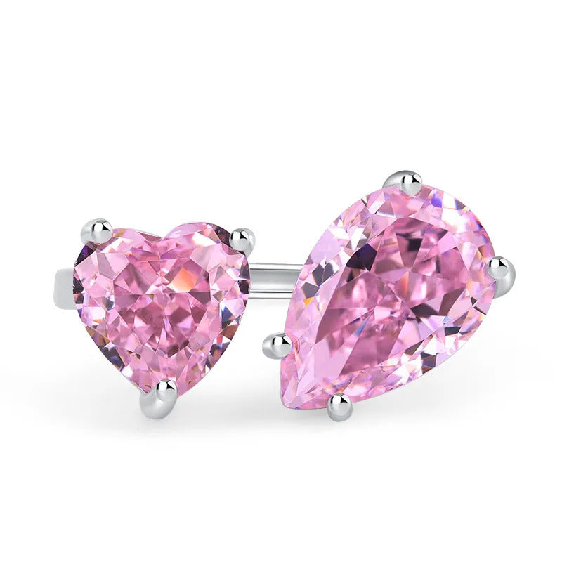 Pink CZ Statement Ring, Oval Pink Crystal Cocktail Ring,