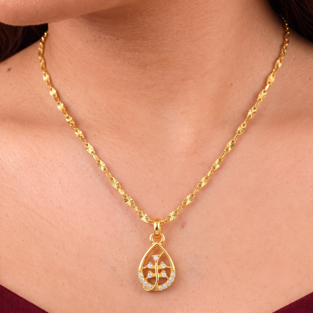 Elegant Teardrop Leaf Pendant Chain