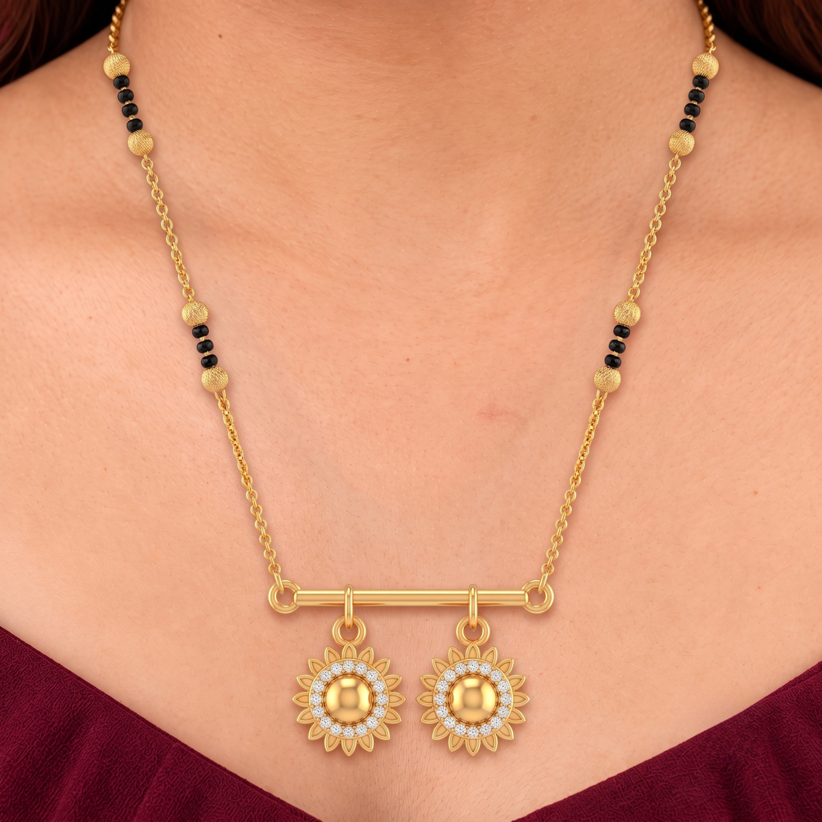 Twin Sun Charm Mangalsutra