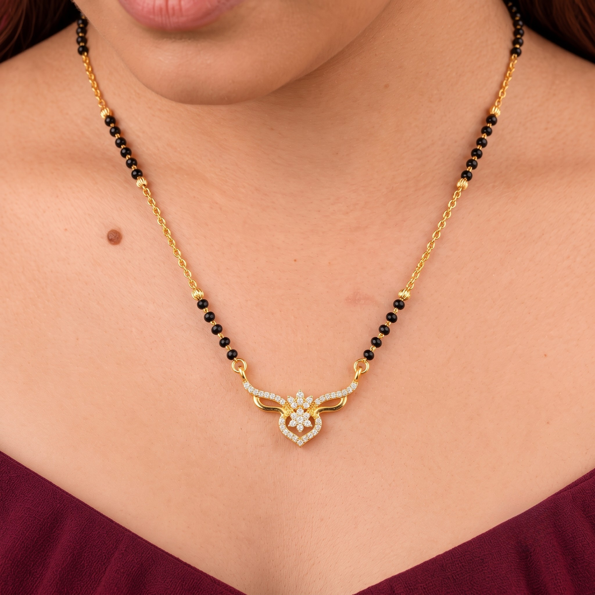 Floral Heart Pendant Mangalsutra