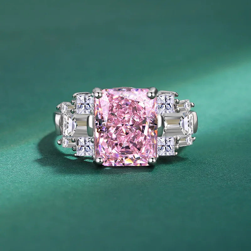 Pink CZ Statement Ring, Oval Pink Crystal Cocktail Ring,