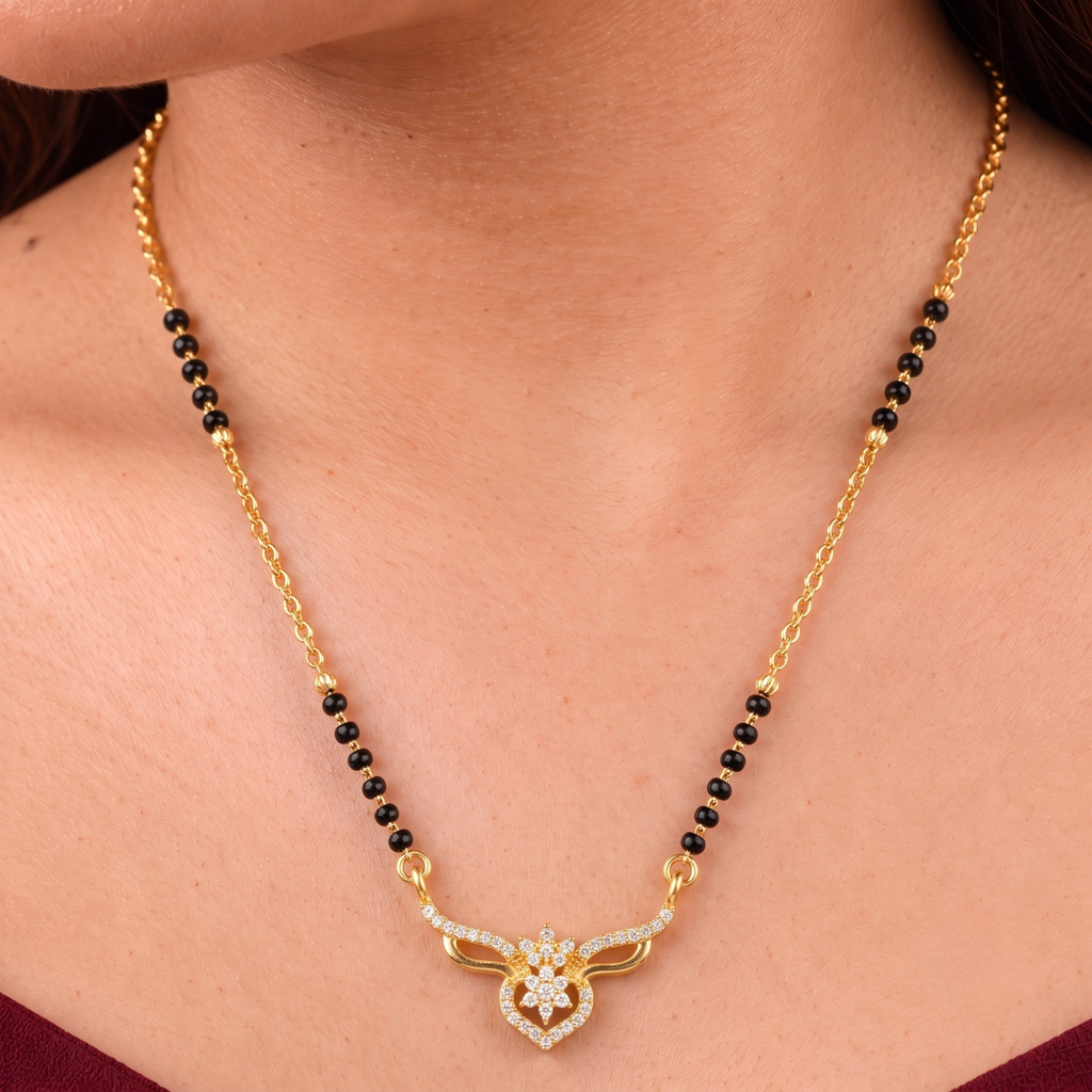 Floral Heart Pendant Mangalsutra