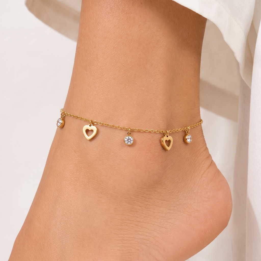 Aurelia Heart Charm Anklet