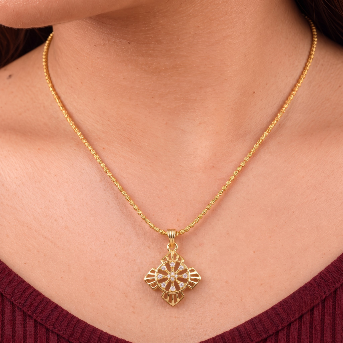 Floral Wheel Pendant Chain