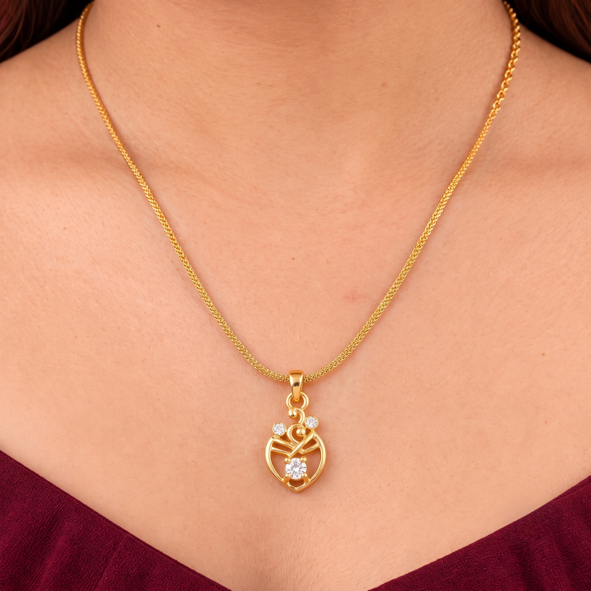 Elegant Crystal Leaf Pendant Chain