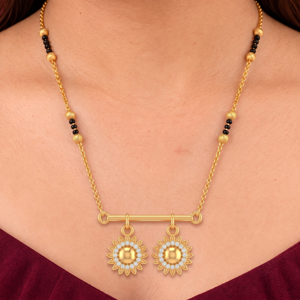 Twin Sun Charm Mangalsutra