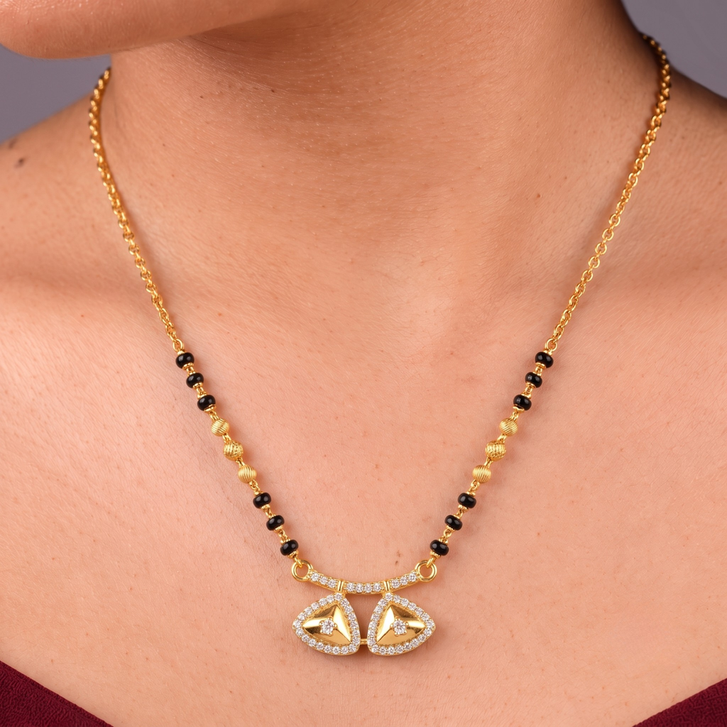 Elegant Double Leaf Pendant Mangalsutra