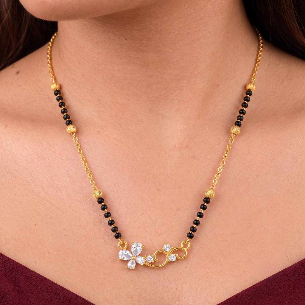 Floral Diamond Mangalsutra