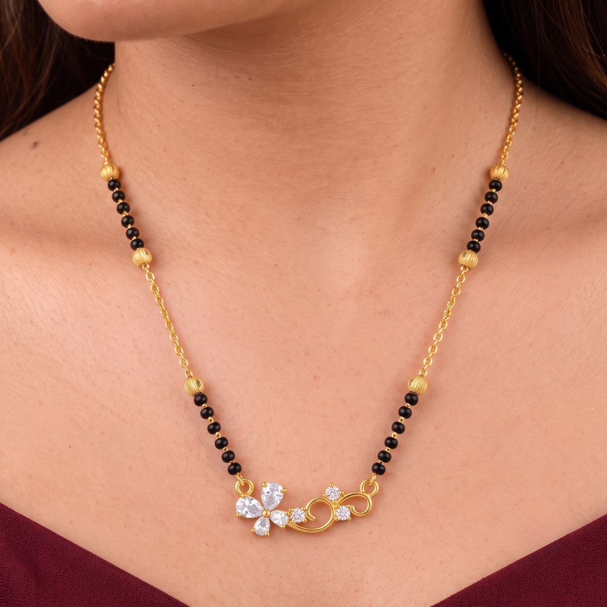 Floral Diamond Mangalsutra