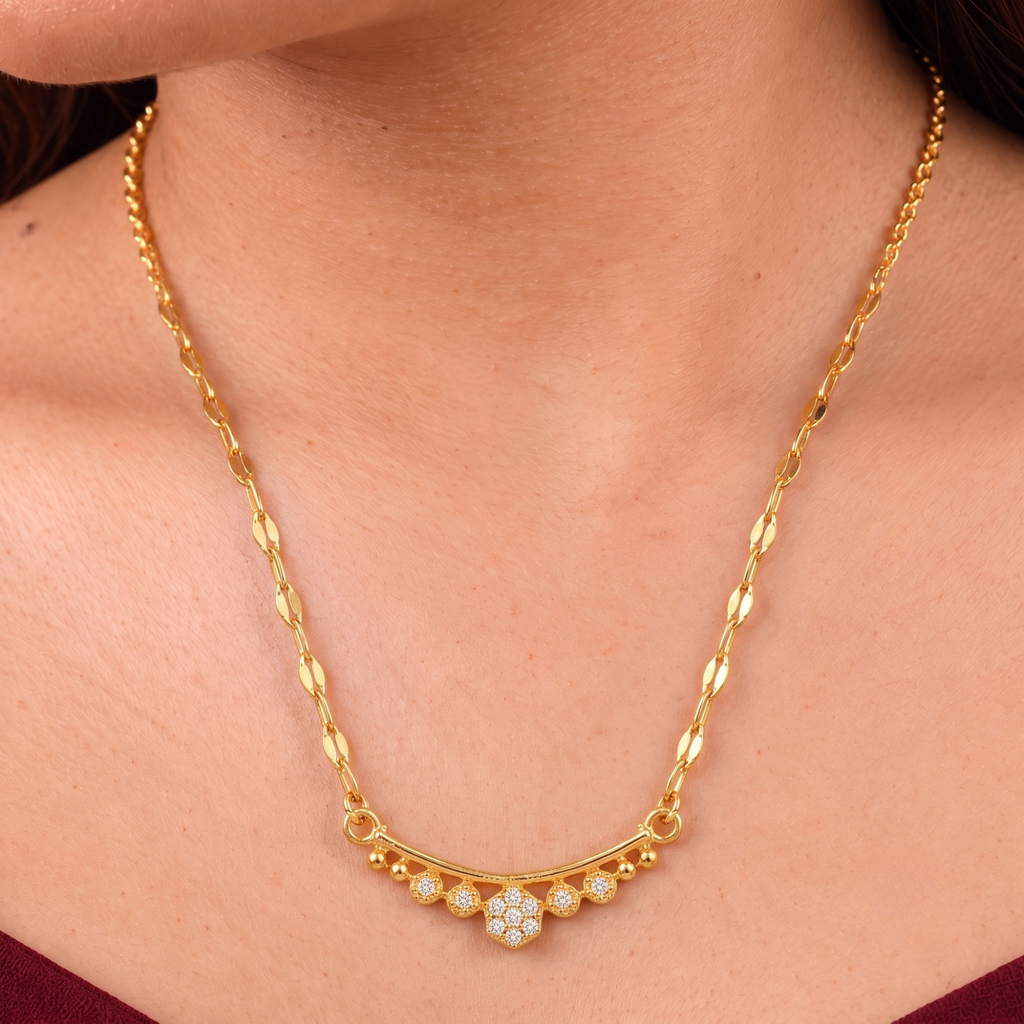 Floral Crystal Pendant Chain