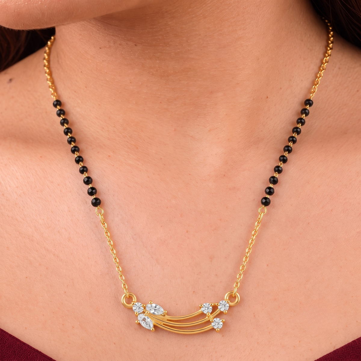 Triple Curve Pendant Mangalsutra