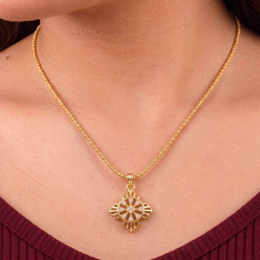 Floral Wheel Pendant Chain