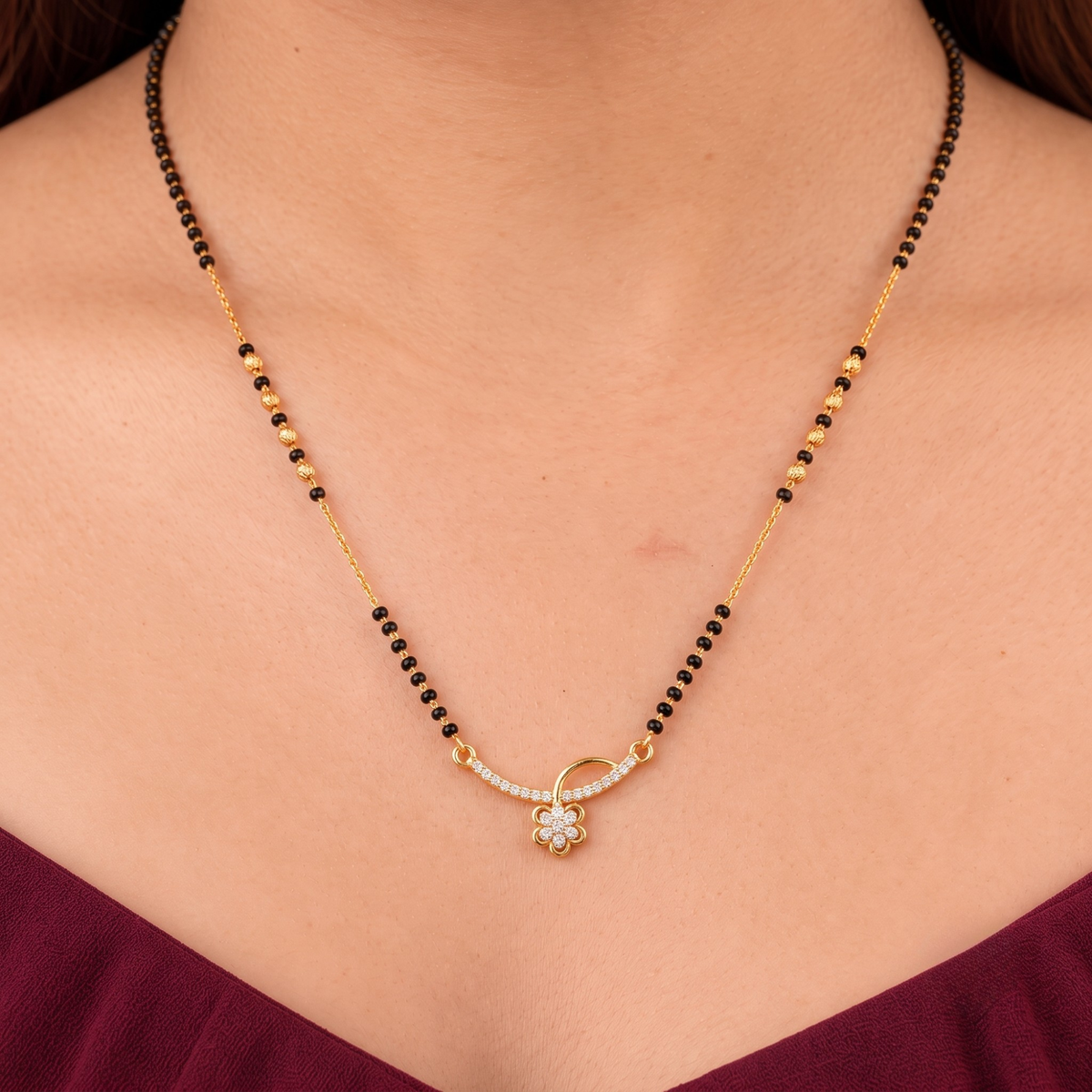 Aurelia Floral Curve Mangalsutra