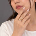 Elara Floral Bloom CZ Gold Ring for Women