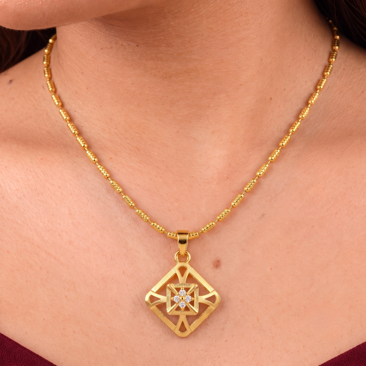 Elegant Geometric Crystal Pendant Chain