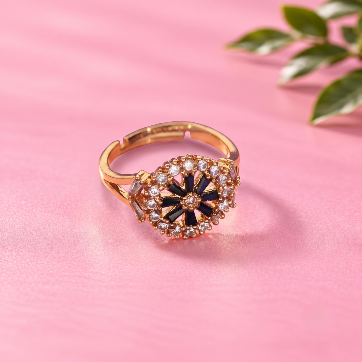 Elara Floral Sunburst CZ Ring for Women